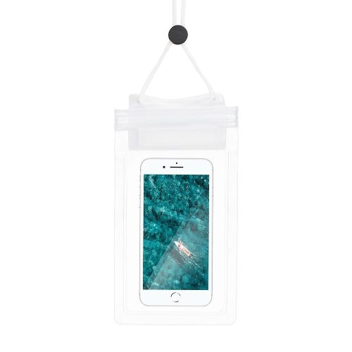 Waterproof bag for mobile phone with zipper closing white