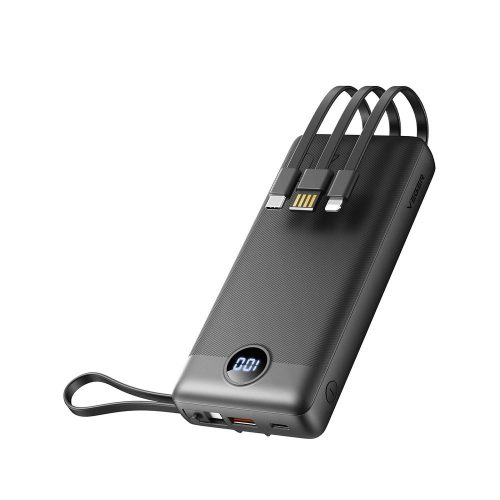 VEGER powerbank 20 000 mAh with built-in cables Micro USB / Type C / Lightning C20 (W2047) black