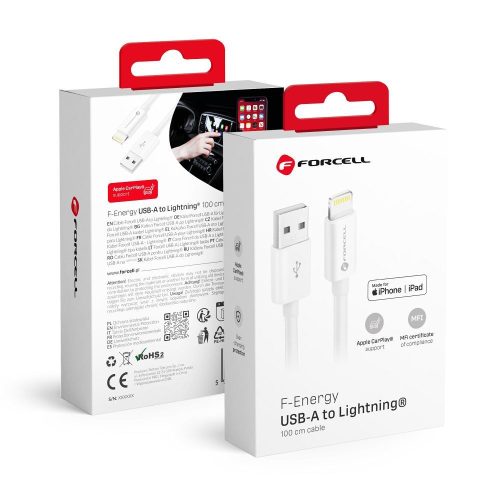 FORCELL F-ENERGY C703 cable USB A to Lightning MFi 2,4A 12W 1 m white