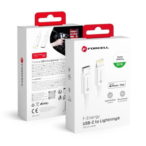 FORCELL F-ENERGY C901 cable Type C to Lightning MFi PD 3A 30W 1 m white