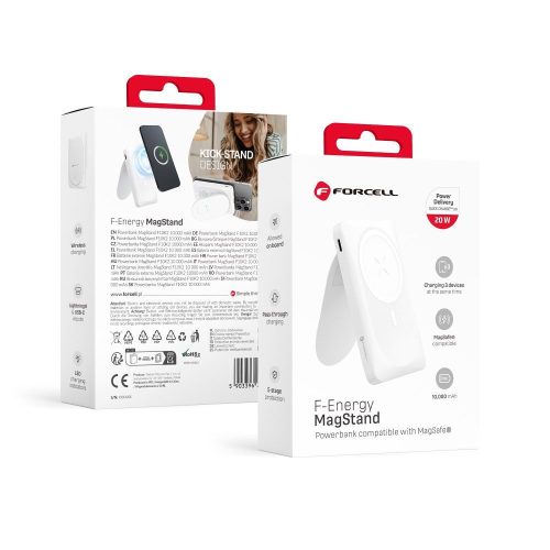 FORCELL F-ENERGY F10K2 MagStand powerbank compatible with MagSafe PD QC3.0 5A 20W 10 000 mAh white