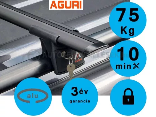 Aguri runner 135 cm C/D fekete alumínium tetőcsomagtartó tetősínes autókhoz (51031)