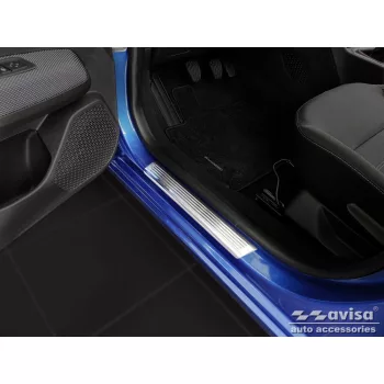   Avisa ezüst szatén acél küszöbvédő "Lines" (4 darabos) SANDERO III hb 5d 2020->, SANDERO III Stepway hb 5d 2020->stb.