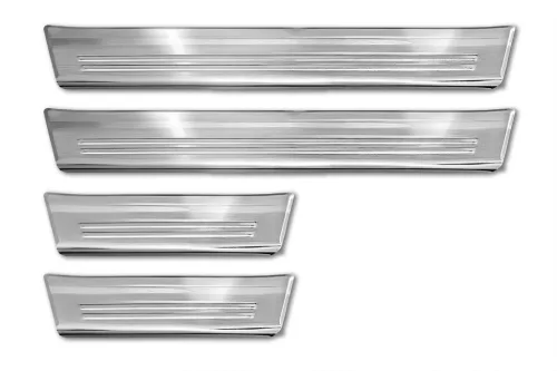 Avisa ezüst szatén acél küszöbvédő dombornyomott "Lines" (4 darabos) MITSUBISHI OUTLANDER IV 2025->