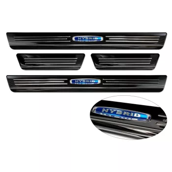   Avisa fekete tüköracél küszöbvédő kék "HYBRID" (4 darabos) SKODA OCTAVIA IV liftback/combi 2019 - 2024 FL 2024->