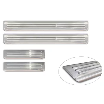   Avisa ezüst szatén acél küszöbvédő dombornyomott "Lines" (4 darabos) SUBARU CROSSTREK III 2023->