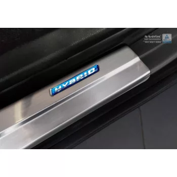   Avisa ezüst szatén acél küszöbvédő kék emblémabetétes "HYBRID" (4 darabos) NX 2014-2021, C-HR cv 2016-2019, FL2019->2023, RAV4 IV FL 02.2016-2018