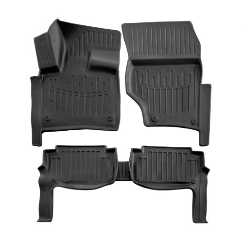 EgriAuto Premium fekete gumiszőnyeg 3D Gumiszőnyeg Emelt éllel számára Audi Q7 (4L) 2005-2015 5db