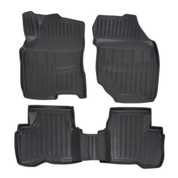   EgriAuto Premium fekete gumiszőnyeg 3D Gumiszőnyeg Emelt éllel számára Nissan X-Trail (T30) 2001-2007 5db