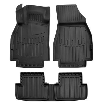   EgriAuto Premium fekete gumiszőnyeg 3D Gumiszőnyeg Emelt éllel számára Renault Megane II 2002-2009 5db