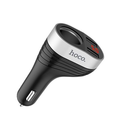 HOCO car charger 2 x USB A + cigarette lighter with digital display 3,1A Z29 black