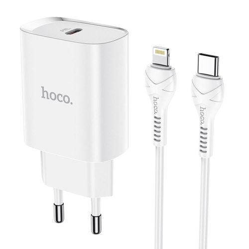 HOCO C típusú utazó töltő + kábel C típusú Lightning PD 20W N14 fehér