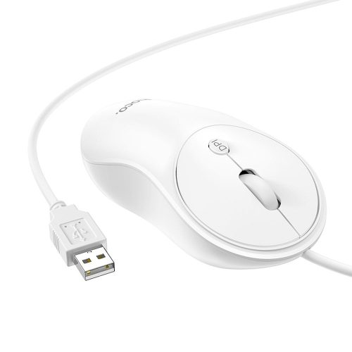 HOCO vezetékes egér USB A GM13 1,5 m fehér