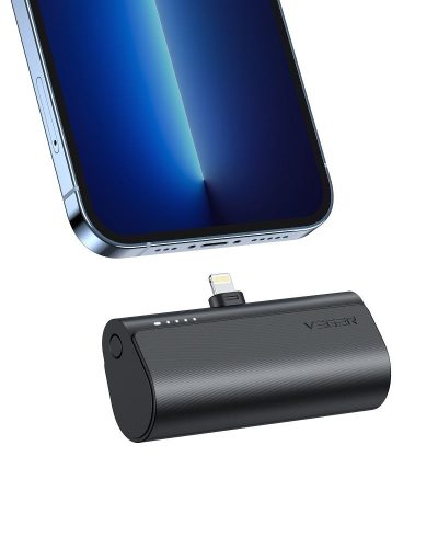 VEGER powerbank 5 000 mAh with built-in connector Lightning PD QC3.0 3A 20W PlugOn (W0556P) black