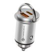 FORCELL F-ENERGY Mini autós töltő C típusú + USB A PD QC3.0 5A 30W ezüst színben