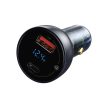 BASEUS car charger USB A + Type C with digital display PD3.0 QC4.0 5A 65W CCKX-C0A/VCKX65C dark blue