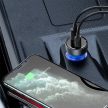 BASEUS car charger USB A + Type C with digital display PD3.0 QC4.0 5A 65W CCKX-C0A/VCKX65C dark blue