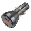 HOCO autós töltő 2 x C típus digitális kijelzővel PD QC3.0 3A 60W NZ12C átlátszó fekete