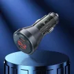 HOCO autós töltő 2 x C típus digitális kijelzővel PD QC3.0 3A 60W NZ12C átlátszó fekete
