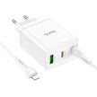 HOCO töltő 2 x Type C + USB A + kábel Type C Lightning PD QC3.0 3A 35W N33 fehér