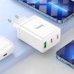HOCO töltő 2 x Type C + USB A + kábel Type C Lightning PD QC3.0 3A 35W N33 fehér