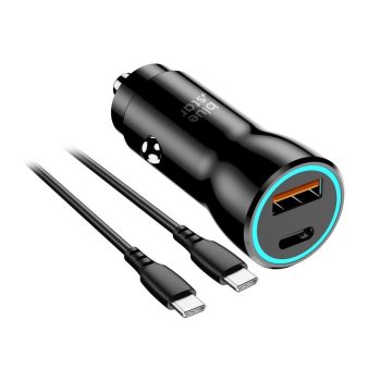 Blue Star autóstöltő 3 A, 25 W + kábel USB C fekete
