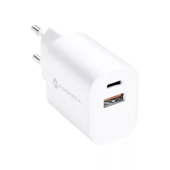   Forcell F-Energy Quickcharge 4.0 PD telefontöltő USB-C+USB-A, 3A, 35W, fehér