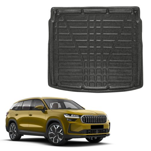 EgriAuto fekete csúszásgátlós csomagtértálca Skoda Kodiaq 5- üléses 2024- (Alsó szint)