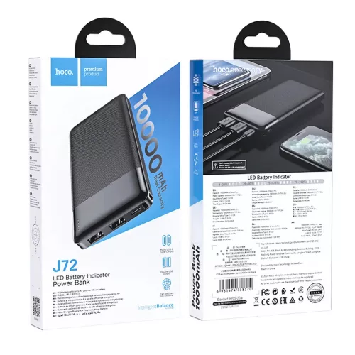 Hoco Easy Travel Powerbank, 10 000 mAh, 2 A, fekete