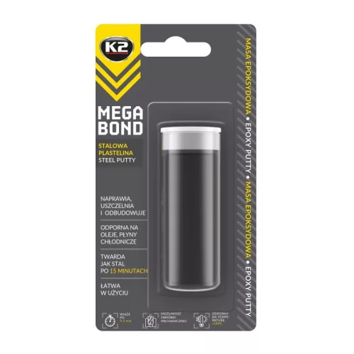 K2 MEGA Fémjavító epoxi gyurma 40 g, csiszolható és festhető