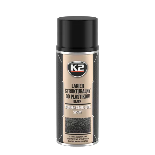 K2 BUMPER Strukturált lökhárítófesték 400 ml, fekete, szórófejes