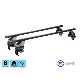   Menabo Omega Black L fekete acél tetőcsomagtartó zárható KIT19G