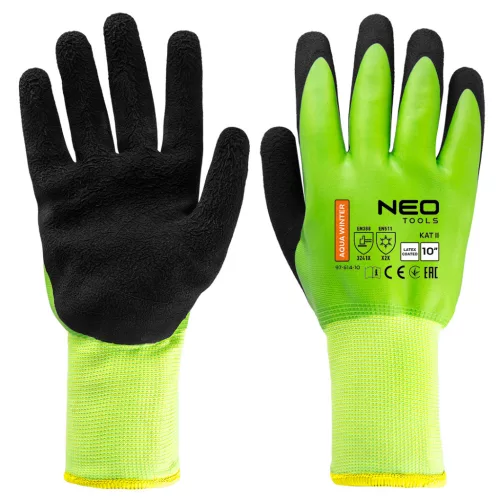 NEO TOOLS Munkakesztyű AquaWinter, hőszigetelt, vízálló, dupla latex bevonatú poliészter, 10"